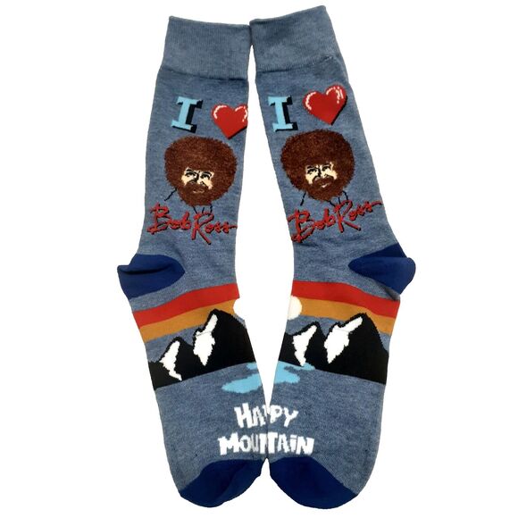Bob Ross The Joy Of Painting Mens 4 Pack Multicolor Crew Socks NWOT Size 6-12 - Picture 2 of 7